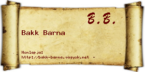 Bakk Barna névjegykártya